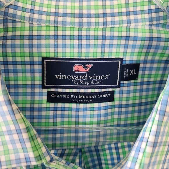 Vineyard Vines Classic Fit Murray Shirt Mens Size XL Blue Green Plaid - Picture 4 of 6